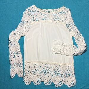 Sundance Women's White Crochet Lace Long-Sleeve Top